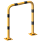 Anti-nudge hoop | flexible, tiltable | steel tube  76 mm | yellow / black | total width: 1000 mm | height above ground: 1150 mm